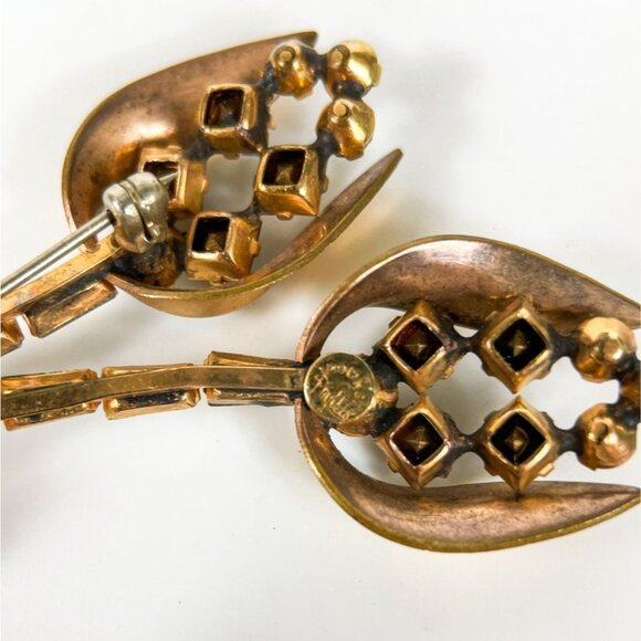 Vintage Phyllis 12K Gold-Filled Tulip Rhinestone Brooch Pin - Picture 5 of 5